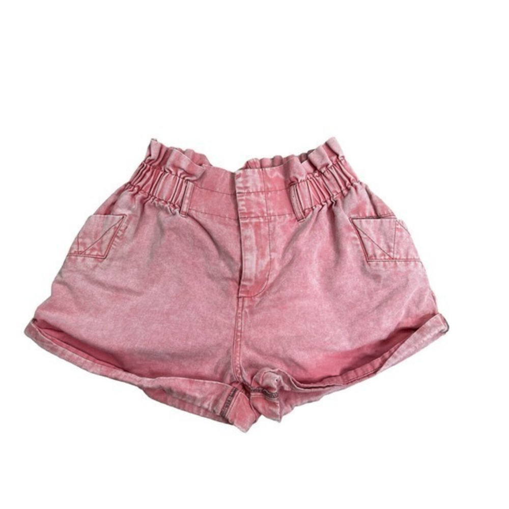 BDG Urban Outfitters Denim Paperbag Shorts Women's S Pink Cuff High Rise No Belt